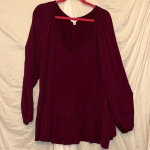 Terra & Sky 3X (24/26)Elegant Burgundy Women's Top